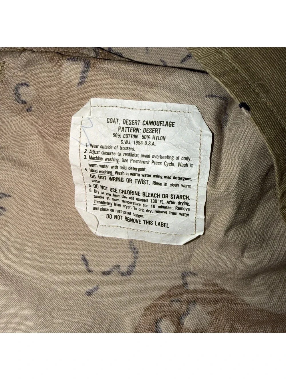 Vintage US Army Jacket Mens Large Desert Storm Battle Camo Chocolate Chip Coat